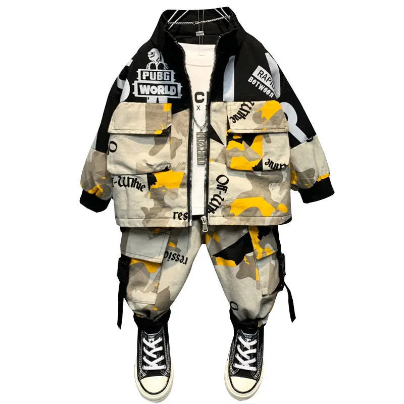 Sports Letter Jacket with Pants 2Pcs Set