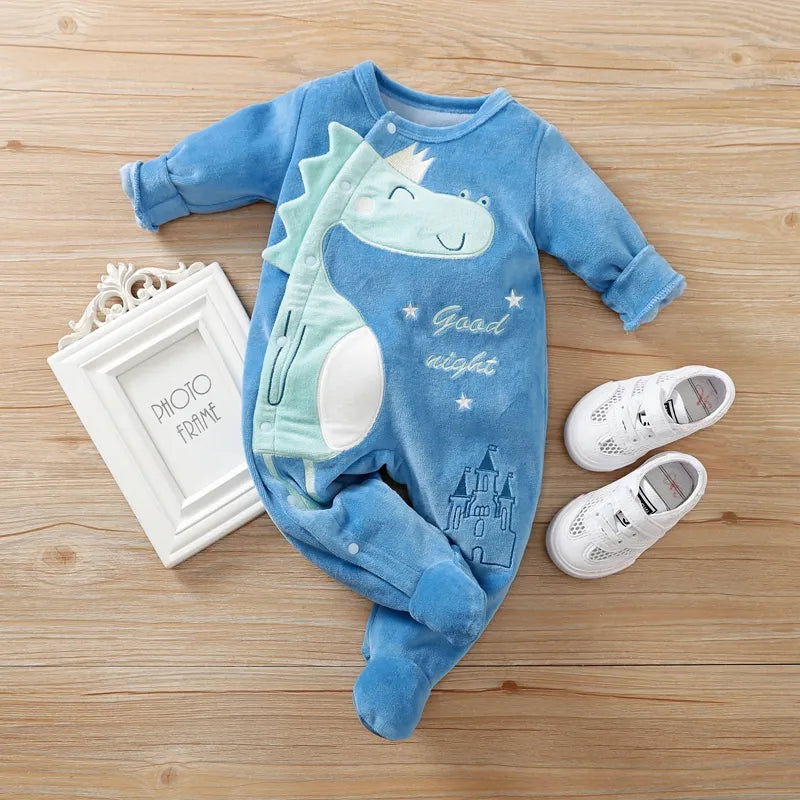 Dinosaur Print Fleece Jumpsuit